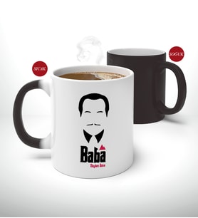 BK Gift Kişiye Özel Babalar Günü Hediyesi Baba Godfather Tasarımlı Sihirli Kupa Bardak-12 (Beyaz)