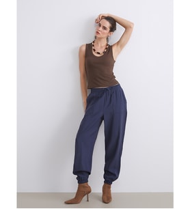 LCW Vision Lacivert Beli Lastikli Kadın Jogger Pantolon