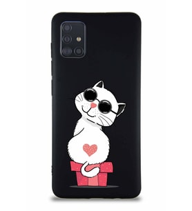 Samsung Galaxy M31S Soft Premier Kapak Coolcat Tasarımlı Silikon Kılıf - Siyah (Şeffaf)