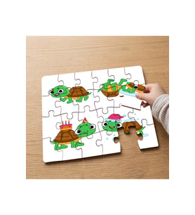 Küçük Sevimli Kaplumbağa Tasarımlı 24 Parça Ahşap Çocuk Puzzle MPK1029