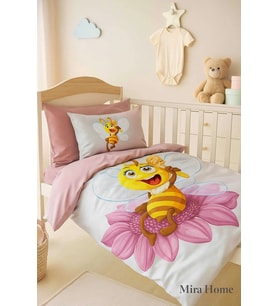 Yenidoğan Kız Bebek Nevresim Takımı %100 Pamuklu  Lady Bee