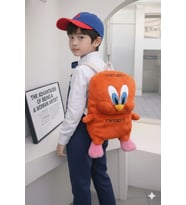 Sevimli Civciv Mini Peluş Çanta, Ayarlanabilir Çocuk Sırt Çantası Askılı, Astarlı, Fermuarlı, 30 cm (Turuncu)