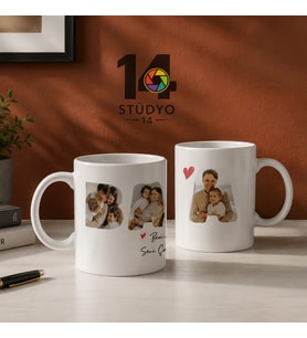 Stüdyo14 Kişiye Özel Harf Dolu Fotoğraf ve Mesaj Alanlı Kupa - Mug Babalar Günü Hediyesi - Sevgiliye Hediye