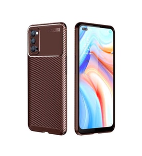Oppo Reno 4 Kılıf Karbon Silikon Case (KAHVE)