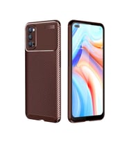 Oppo Reno 4 Kılıf Karbon Silikon Case (KAHVE)