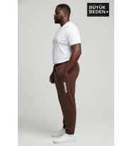 Erkek Büyük Beden BROOKLYN Baskılı Paça Lastikli  Jogger İnce Eşofman Altı  SPR26BEA951-2 (Kahverengi)