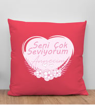BK Gift Anneler Günü Tasarımlı Kırmızı Kırlent Yastık, Anneye Hediye, Ev Dekorasyonu, Anneler Günü Hediyesi-1