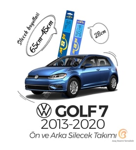 RBW Ön ve Arka Silecek Seti Volkswagen Golf 7 2013-2017 ile uyumlu (Siyah)