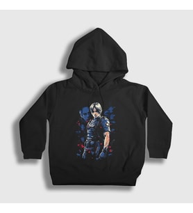 Presmono Unisex Çocuk Siyah Leon Kennedy Resident Evil Kapüşonlu Sweatshirt 435788tt