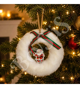 Yılbaşı Ağacı Süsü Beyaz Yuvarlak Noel Babalı Asma Süs