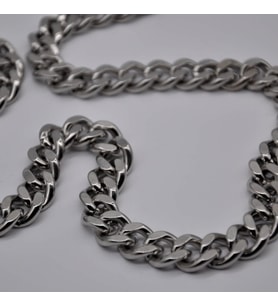 Gümüş Renk Traşlı Zincir Paslanmaz  Unisex Çelik Kolye 55 Cm. Çelik Kolye - 2677