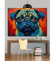 Sevimli Pug Köpek Portresi Dekoratif Kanvas - Mdf Ahşap Tablo