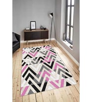 Dijital Baskılı Yıkanabilir Kaymaz Modern Renkli Salon Halısı Mutfak Halısı Yolluk ND-HY-916 (Pembe)