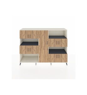 Hyperion Dolap 10 Raflı 9 Kapaklı 220x44x163 Aytaşı-Çam/Antrasit