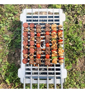 Kamp Ayısı® CampBrick™ Paslanmaz Çelik Izgaralı, 15cm Közlüklü Katlanır Mangal