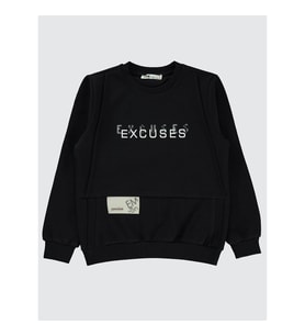Civil Boys Erkek Çocuk Sweatshirt 6-9 Yaş Saks Mavisi (Siyah)