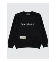 Civil Boys Erkek Çocuk Sweatshirt 6-9 Yaş Saks Mavisi (Siyah)