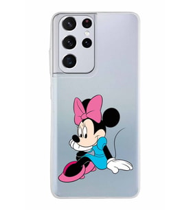 Samsung Galaxy S21 Ultra Kapak Minnie Mouse Tasarımlı Şeffaf Silikon Kılıf