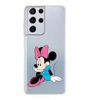 Samsung Galaxy S21 Ultra Kapak Minnie Mouse Tasarımlı Şeffaf Silikon Kılıf