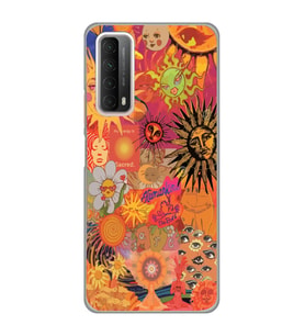 Huawei P Smart 2021 Uyumlu Vintage Kolaj Desenli Şeffaf Telefon Kılıfı