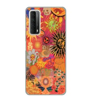 Huawei P Smart 2021 Uyumlu Vintage Kolaj Desenli Şeffaf Telefon Kılıfı