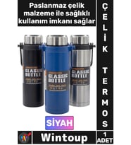 #Termos Yalıtımlı Sızdırmaz Sağlam Kamp Outdoor Soğuk Sıcak Taşıma Kulplu Çelik Termos 800 ML Siyah