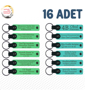 F Yeşili & Turkuaz, Yüzme Yarışması Katılımcılarına Hediye, 16’li Set, İsim Yazılı Deri Hediyelik