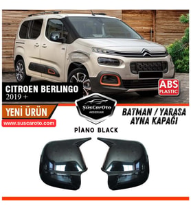 Citroen Berlingo Mk3 2019 Sonrası Uyumlu Batman Yarasa Ayna Kapağı Piano Black ABS Plastik Sağ Sol