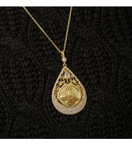 Gold Tuğralı Zirkon Taşlı 925 Ayar Gümüş Kadın Kolye