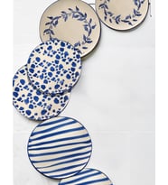 Handmade Trendy All in Blue 6 lı Pasta Seti 19 cm (Beyaz-Mavi)