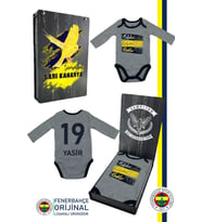 Fenerbahçe Orijinal Kişiye Özel Kalpleri Fetheden Renkler Bebek Body Zıbın (Gri)