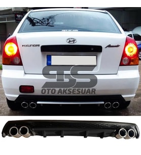 Hyundai Accent Admire Difüzör Arka Tampon Eki 4 Egzoz Çıkışlı Siyah Lüx Tip