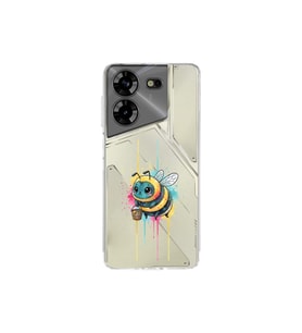 Tecno Pova 5 ile uyumlu Splash arı tasarımlı şeffaf silikon kılıf