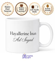 İsim ve Slogan Yazılı Özel Baskılı Kupa Bardak Hediye Kişiye Özel Tasarım