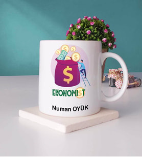 Ekonomist Tasarımlı Kişiye Özel Ekonomist Kupa Bardak ve Taş Bardak Altlığı Hediye Seti