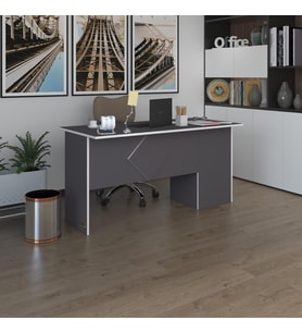 Kenzlife ofis masası yoko ono gri sol 75*110*80 raflı dolap eşkenar bilgisayar çalışma masası (Karışık)