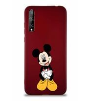 Huawei Y8P Soft Premier Kapak Mickey Mouse-A Tasarımlı Silikon Kılıf - Mürdüm (Şeffaf)