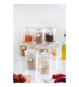 9lu Barok Yuvarlak Büyük Kavanoz Seti & Saklama Kabı & Erzak Kabı (9*2000 ML)