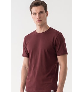 Mor Bisiklet Yaka Kısa Kol Slim Fit Pamuklu Tişört 1011265166