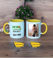 Petrol ve Doğalgaz Mühendisi Kupa Bardak Sarı Fotoğraflı Mühendisler Günü Hediyesi