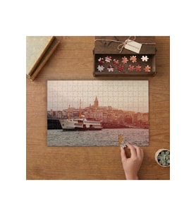 Galata Kulesi Manzarası - Deniz Tasarımı 240 parça Ahşap Puzzle Ahşap Kutuda MP10205
