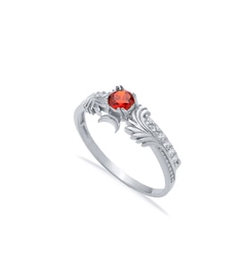 925 Ayar Gümüş Vintage Garnet Taşlı Tasarım Yüzük