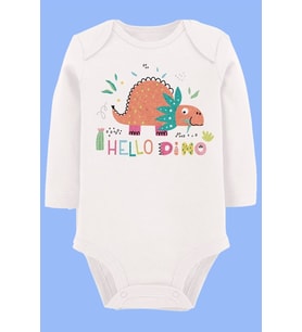 Organik Baskılı Pamuklu Unisex Bebek Body UZUNKOLE95