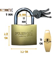 Kupa Asma Kilit Sarı 32 mm. - 3 Anahtarlı