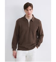 LCW Vision Kahverengi Polo Yaka Erkek Sweatshirt