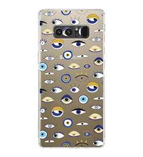 PrintiFy Samsung Galaxy Note 8 ile Uyumlu Nazar Boncuğu 2  Kamera Korumalı Şeffaf Silikon Kılıf