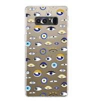 PrintiFy Samsung Galaxy Note 8 ile Uyumlu Nazar Boncuğu 2  Kamera Korumalı Şeffaf Silikon Kılıf