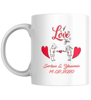 I Love You Yazılı Kişiye ve Sevgililere Özel Kupa Bardak