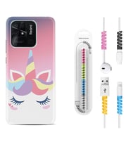 Xiaomi Poco X3 Pro M4 Pro X4 Pro C40 10C Kılıf Kablo Koruma Spiral Silikon Sweety Unicorn 1737
