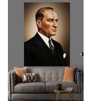 Mustafa Kemal Atatürk Portresi Dekoratif Kanvas - Mdf Ahşap Tablo